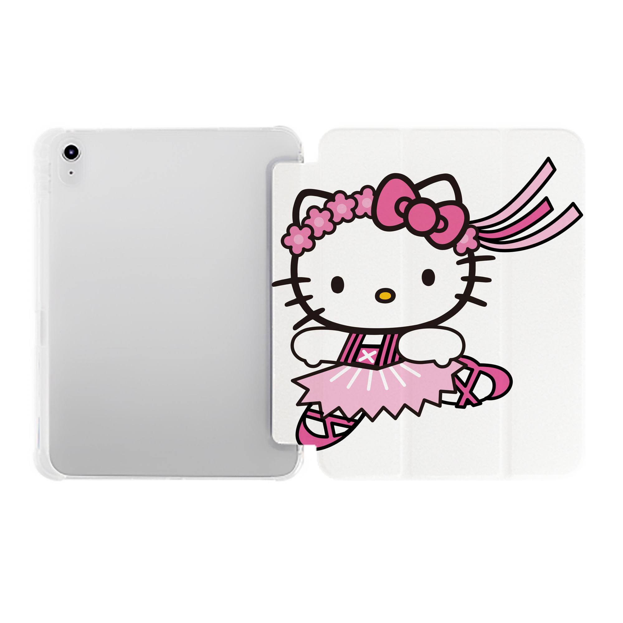 （画像用） Hello Kitty ハローキティ IPad ケース ペン収納付き 三つ折りスタンド PUレザー×シリコン 対応機種9.5/10.5/10.9インチ